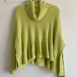 Free people chunky knit ruffle hem sweater